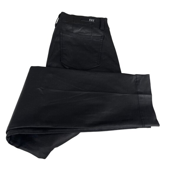 Kut From The Kloth‎ Reese Zip Ankle Straight Leg Black Waxed Coated Pants Women - Picture 3 of 12